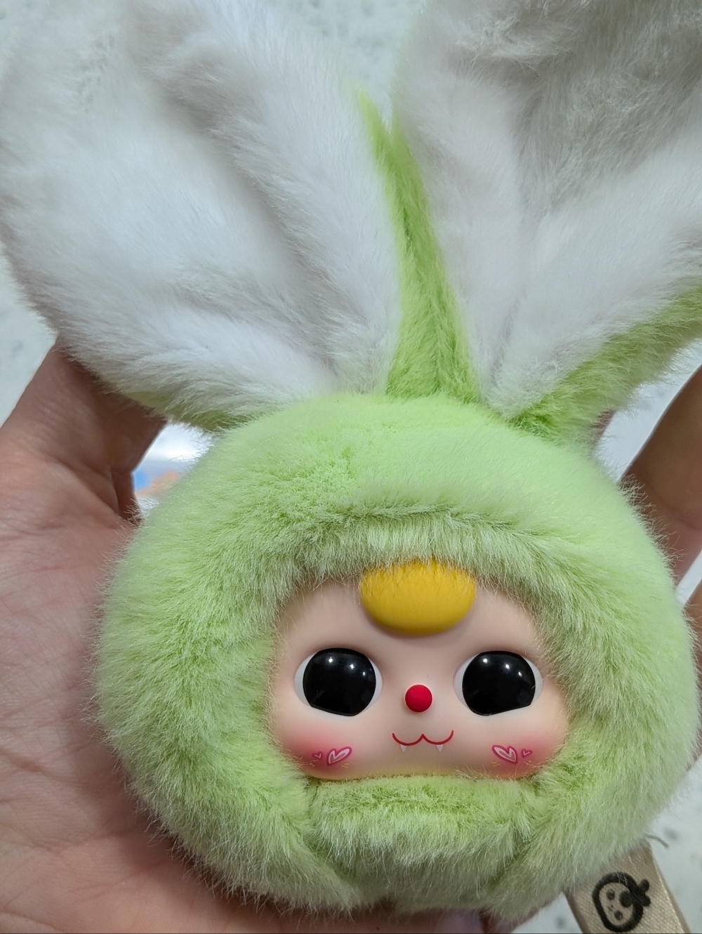 Baby Three Green Bunny Plush Pendant